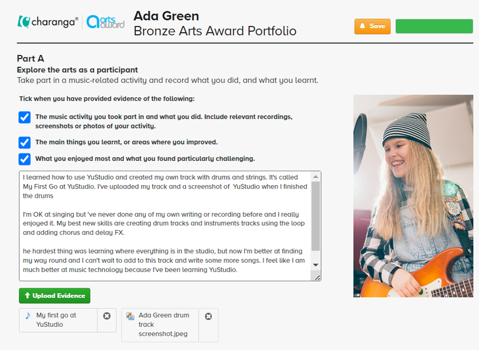 Delivering Bronze Arts Award digitally with Charanga